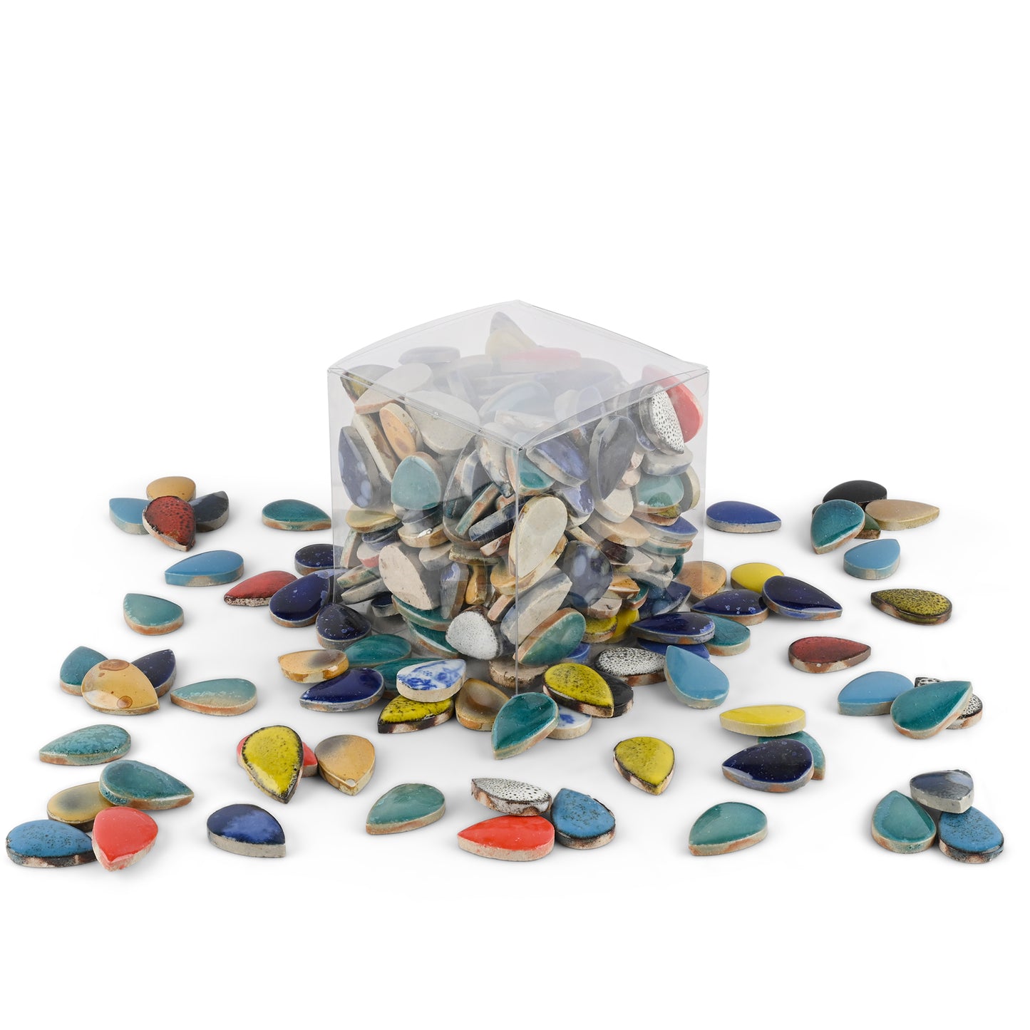 Assorted Glazed Ceramic Teardrop Tiles 1Kg **School Bulk Buy**