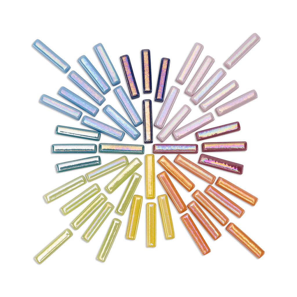 Irridised Assorted Sticks Rainbow Glass Tiles 250g