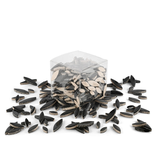 Black Leaf Petal Shaped Ceramic Mosaic Tiles 800g **School Bulk Buy**
