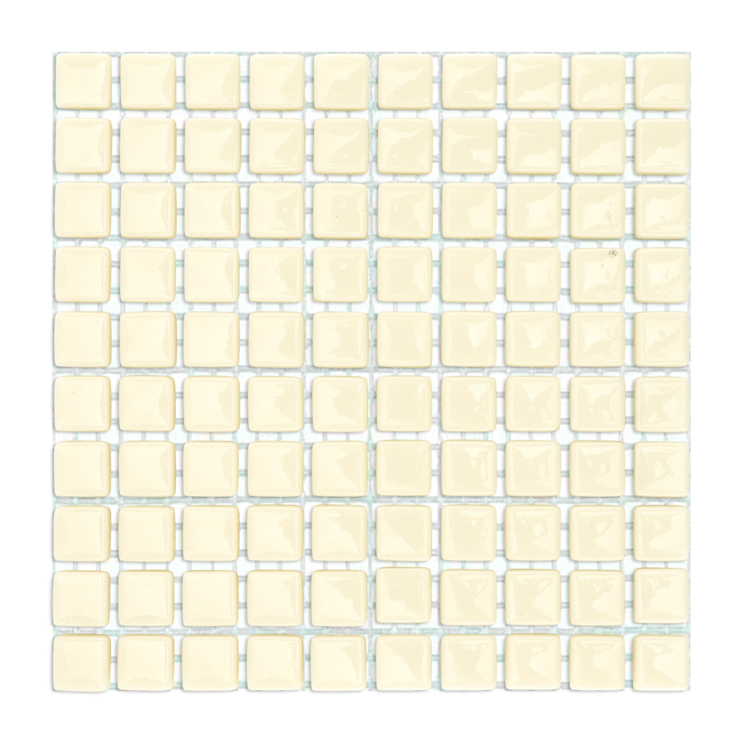 C21 Antique White Glass Blocks on Mesh Mosaic Tiles - 100pcs