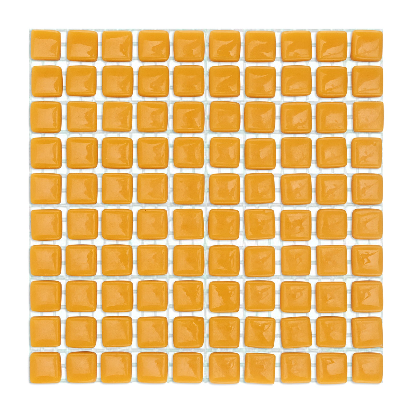 C27 Pumpkin Glass Blocks on Mesh Yellow Mosaic Tiles - 100pcs