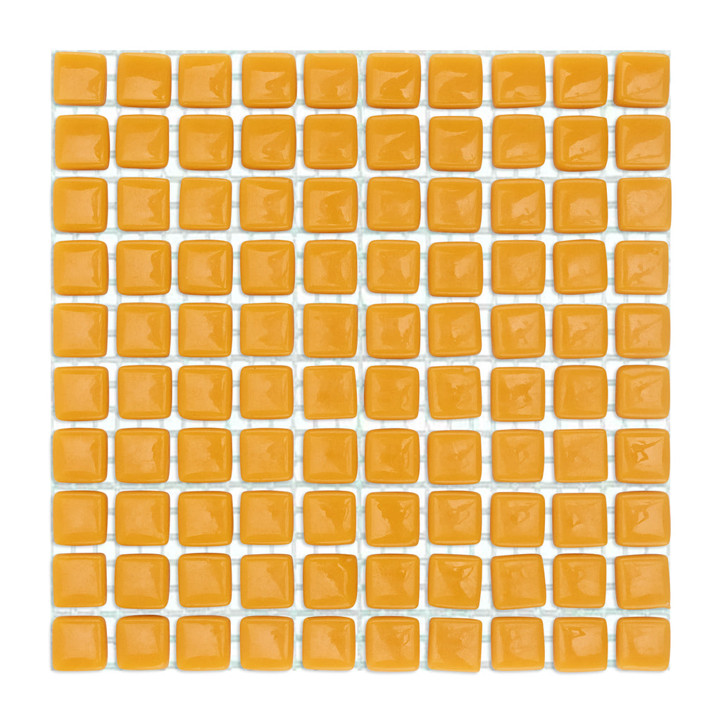 C27 Pumpkin Glass Blocks on Mesh Yellow Mosaic Tiles - 100pcs
