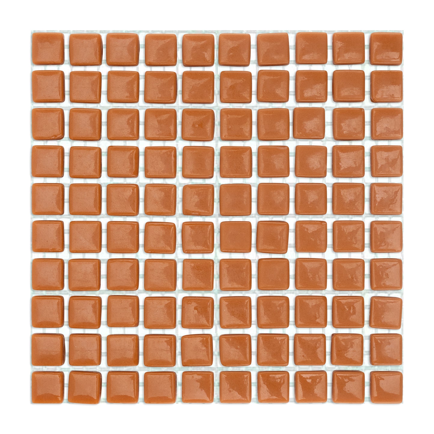 C32 Rust Glass Blocks on Mesh Brown Mosaic Tiles - 100pcs
