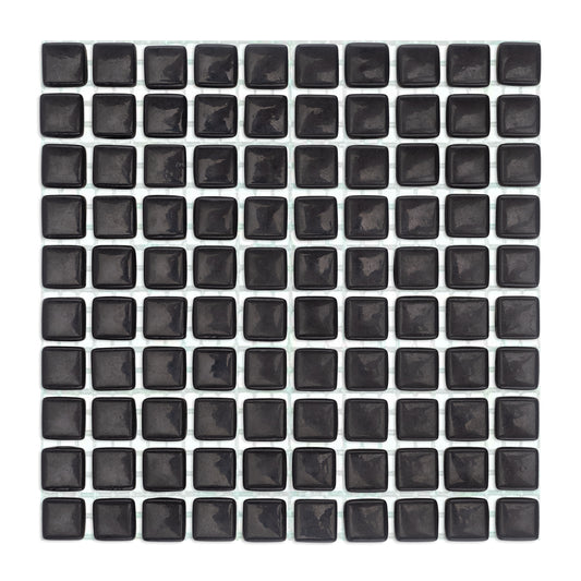 C56 Black Glass Blocks on Mesh Mosaic Tiles - 100pcs