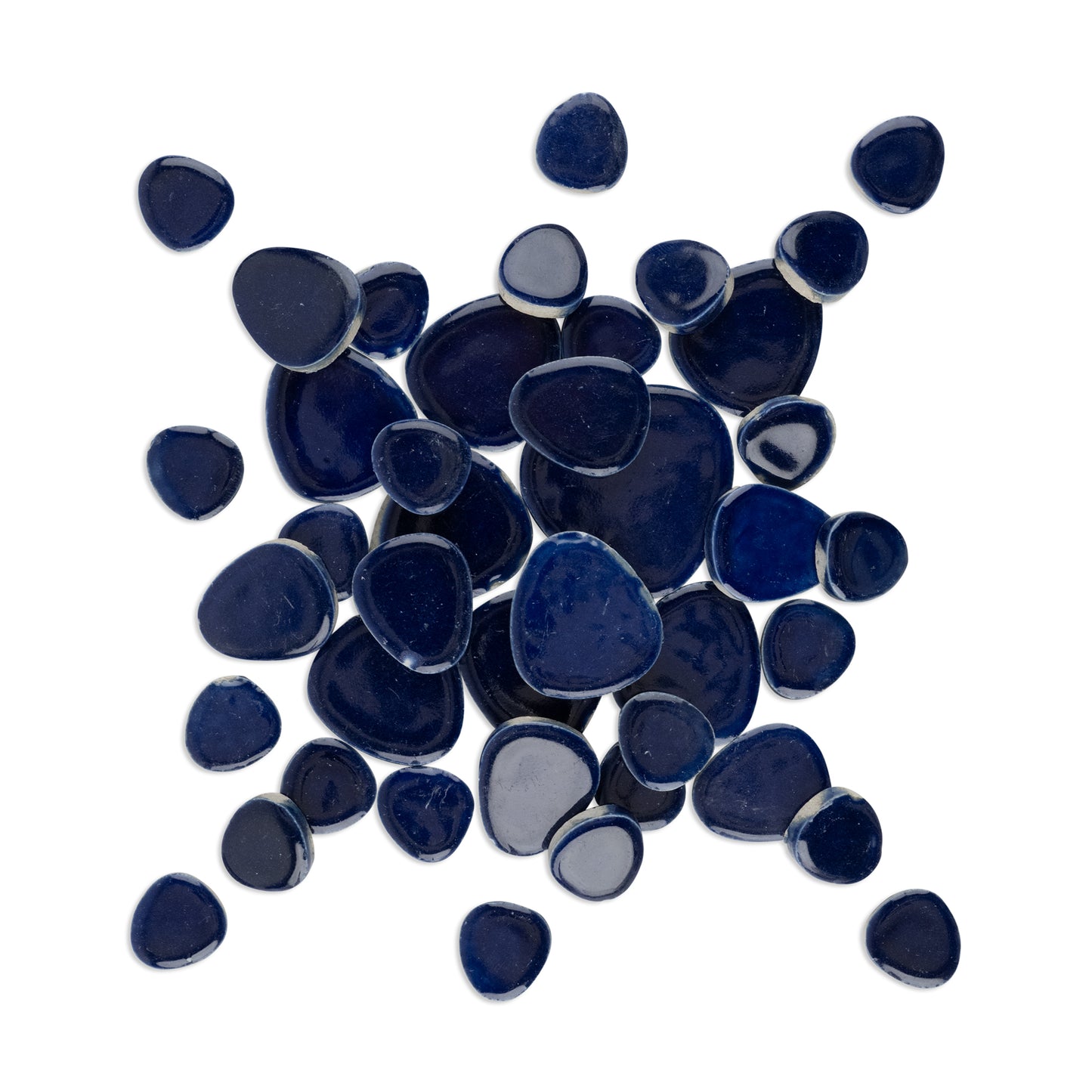 Dark Blue Glazed Ceramic Pebble Tiles 250g - Seconds - Clearance