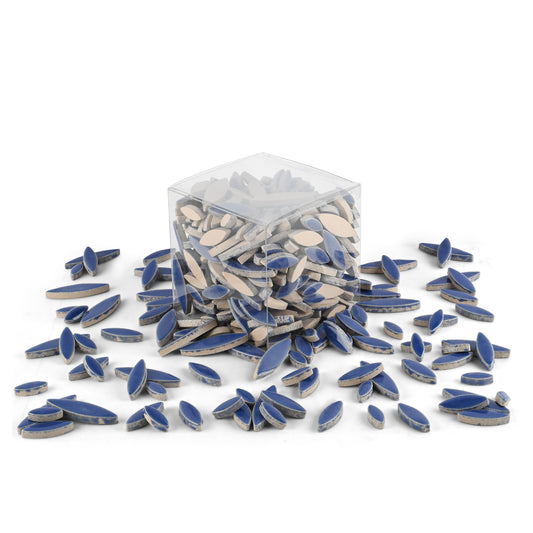 Dark Blue Leaf Petal Shaped Ceramic Mosaic Tiles 800g **School Bulk Buy**