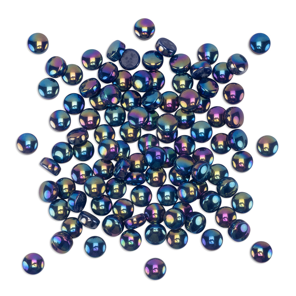 Dark Blue Pearl Round Glass Tiles 250g
