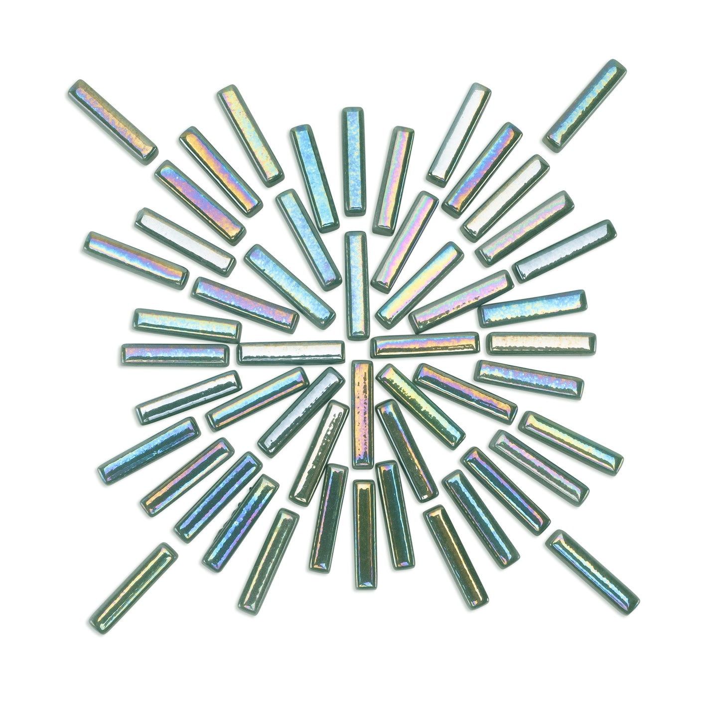 Irridised Green Sticks Green Glass Tiles 250g - LIMITED STOCK