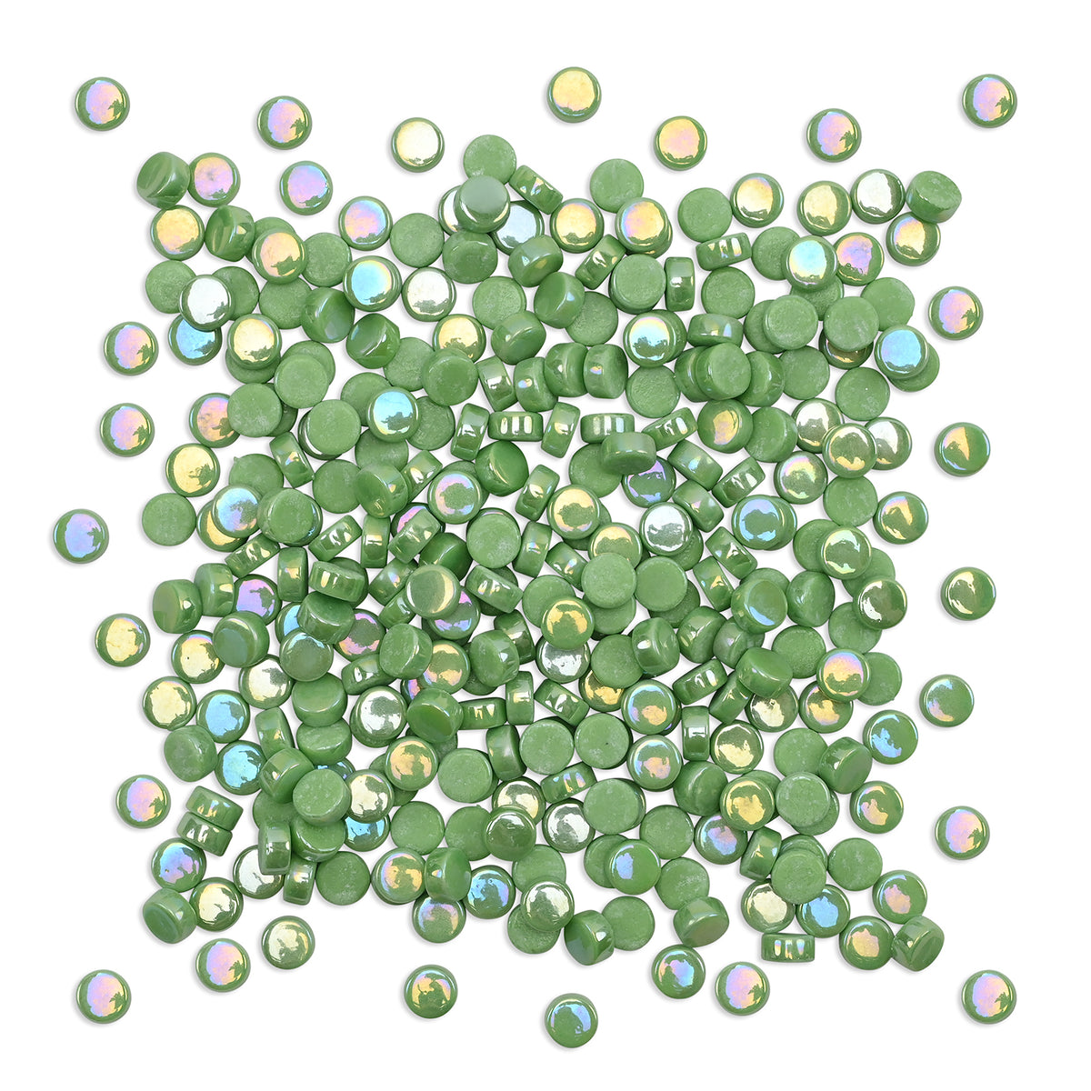 Light Green Round Glass Dots 8mm Tiles 100g