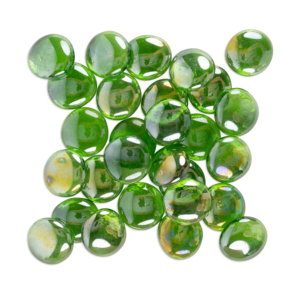 Green 30mm Giant Round Glass Mosaic Gems 250g
