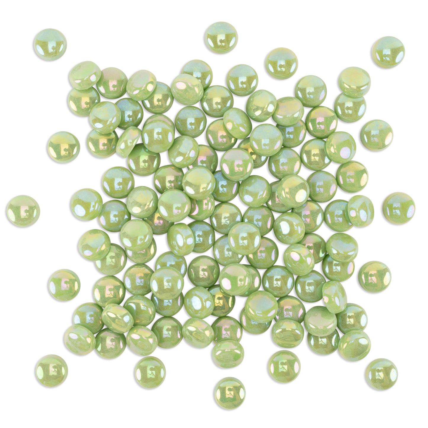 Green Pearl Round Glass Tiles 1Kg **School Bulk Buy**