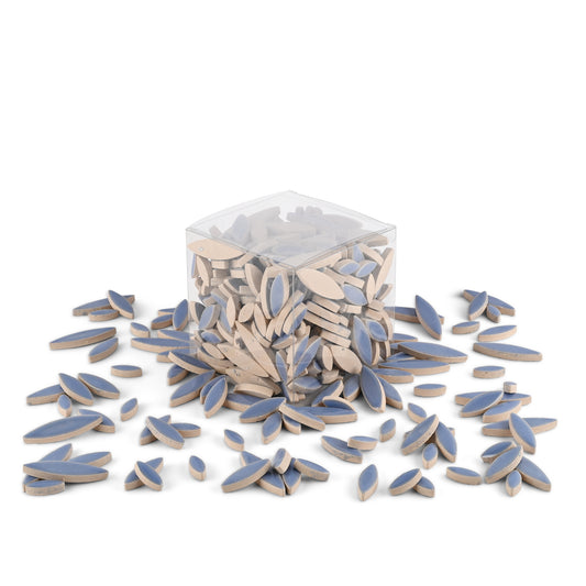 Grey Blue Leaf Petal Shaped Ceramic Mosaic Tiles 800g **School Bulk Buy**