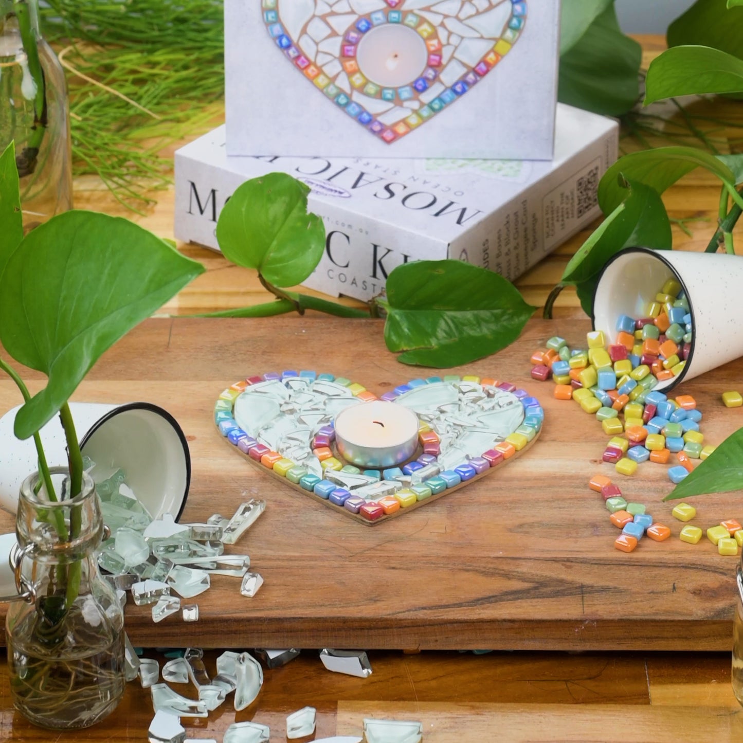 Rainbow Heart Candle Holder Kit