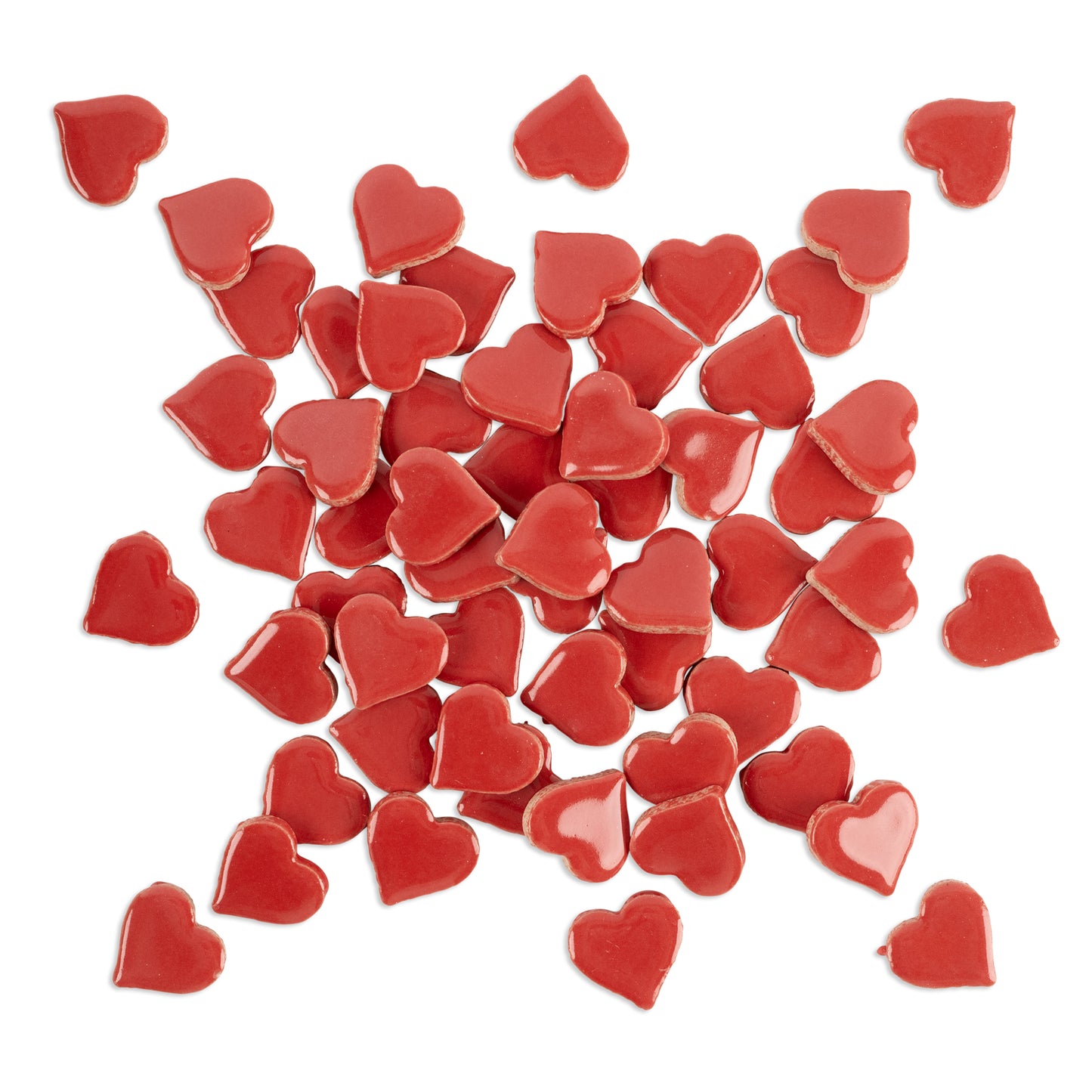 Red Heart Shaped Glazed Ceramic Tiles 800g **School Bulk Buy**