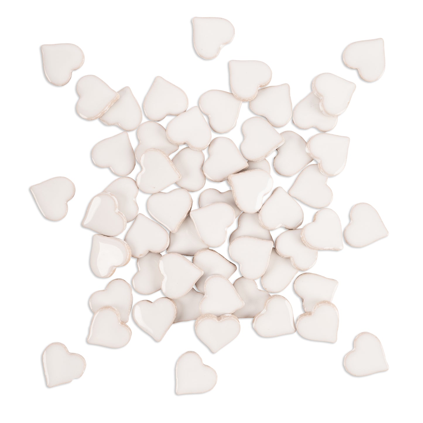 White Heart Shaped Glazed Ceramic Tiles 800g **School Bulk Buy**