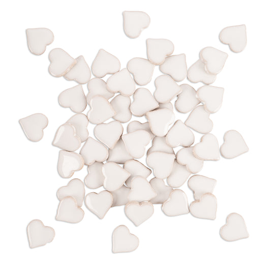 White Heart Shaped Glazed Ceramic Tiles 250g