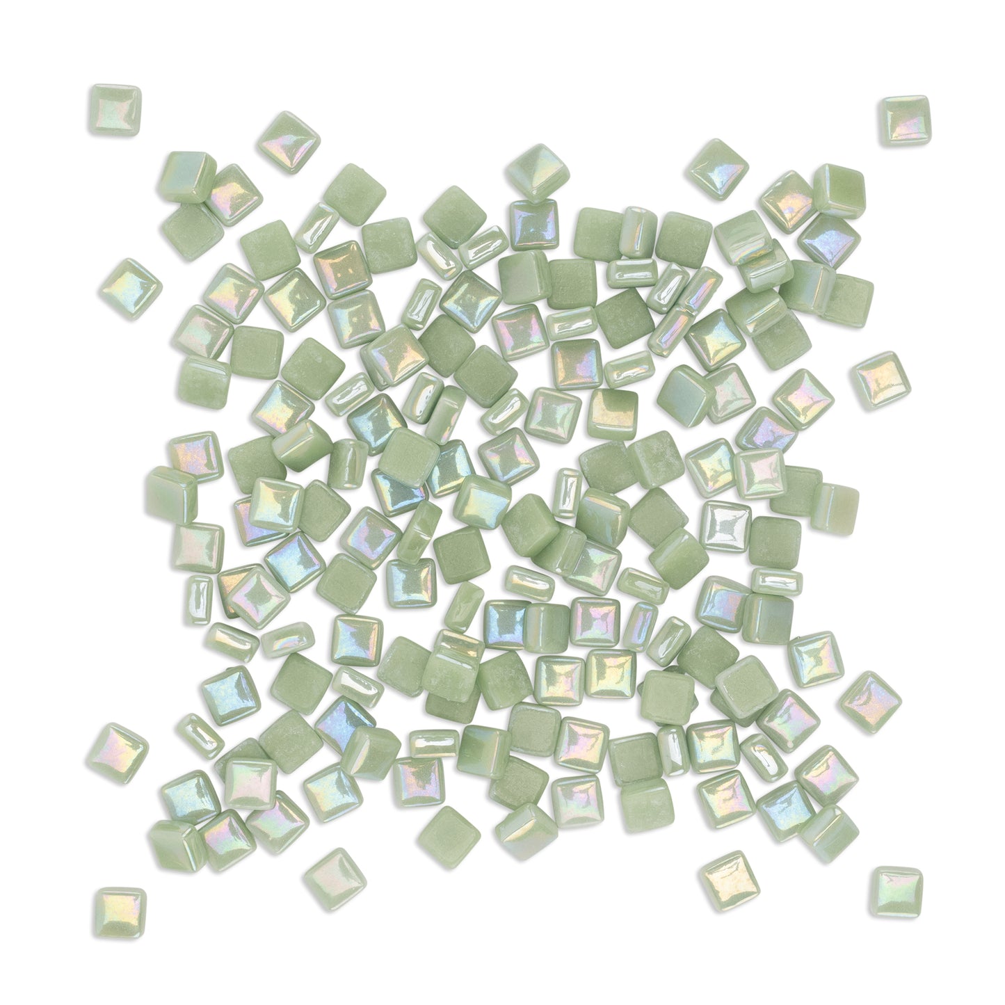 Mid Green Mini Iridised Glass Blocks Mosaic Tiles 250g