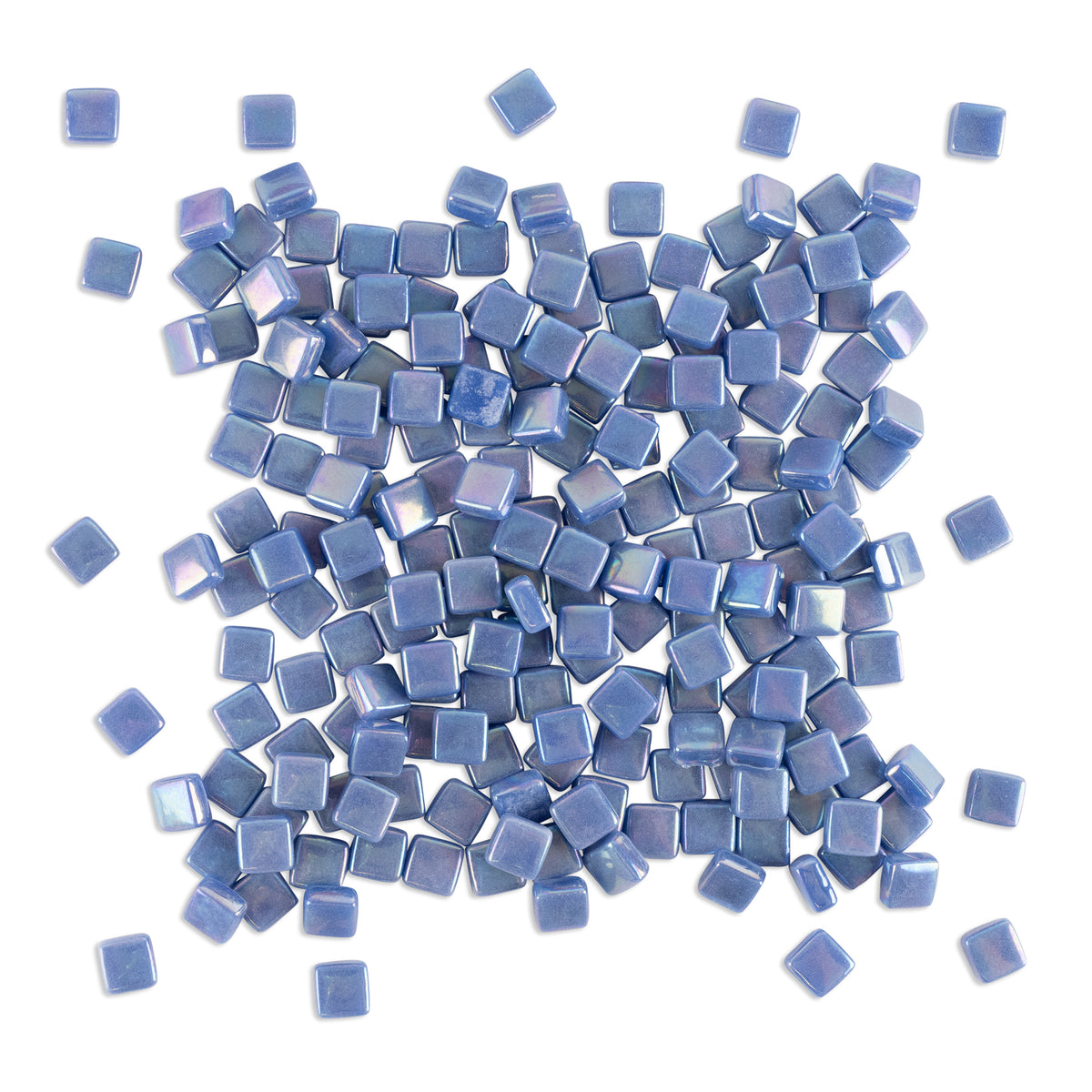 Mid Blue Mini Iridised Glass Blocks Mosaic Tiles 250g