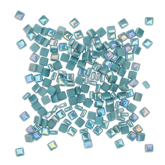 Teal Mini Iridised Glass Blocks Mosaic Tiles 250g