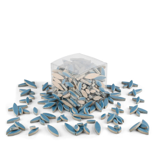 Sky Blue Leaf Petal Shaped Ceramic Mosaic Tiles 800g **School Bulk Buy**