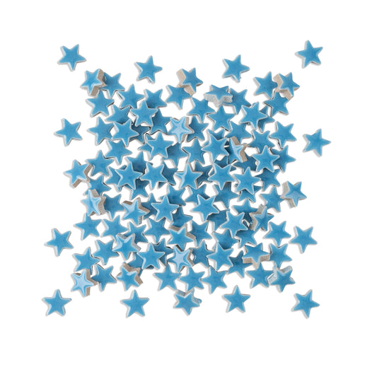 Light Blue Star Shaped Glazed Ceramic Tiles 70g
