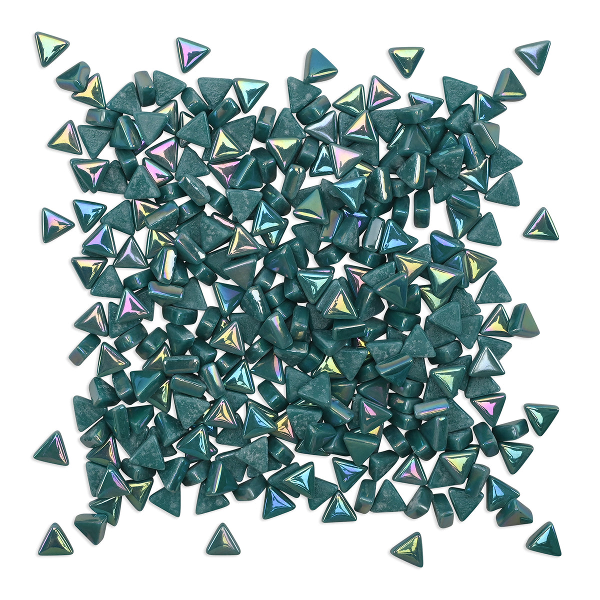 Teal Green Blue Mini Iridised Triangles 9mm Tiles 100g