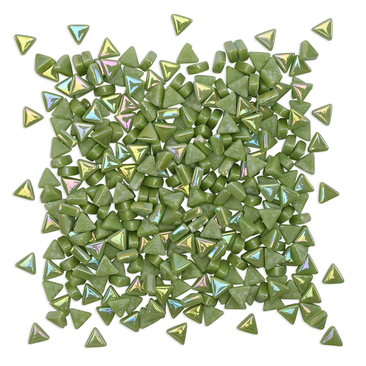 Green Mini Iridised Triangles 9mm Tiles 100g
