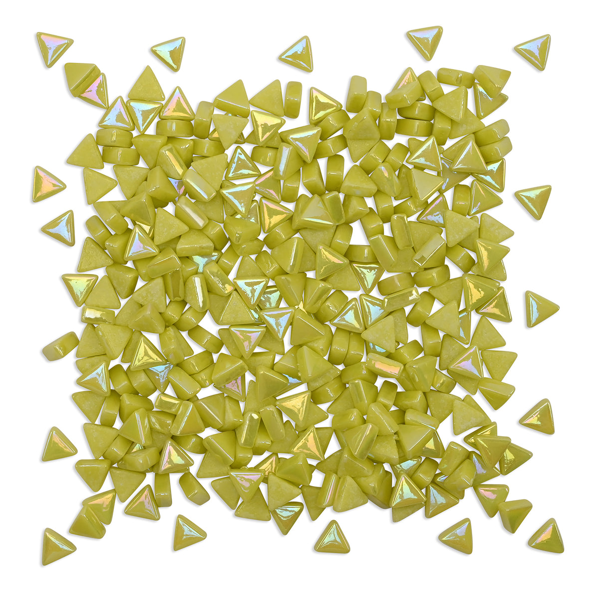 Yellow Mini Iridised Triangles 9mm Tiles 250g