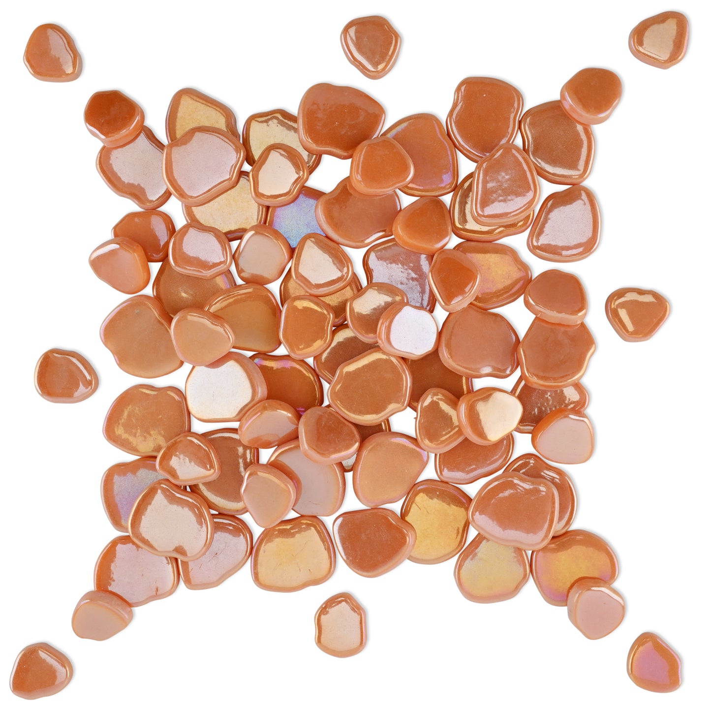 Orange Blossom Shaped Iridised Mixed Size Glass Pieces 1Kg **School Bulk Buy**
