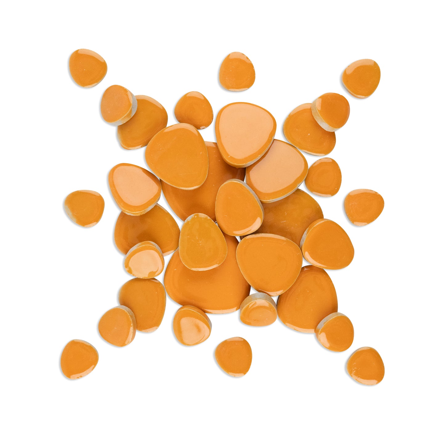 Orange Glazed Ceramic Pebble Tiles 250g - **Clearance Thin Profile 5mm**