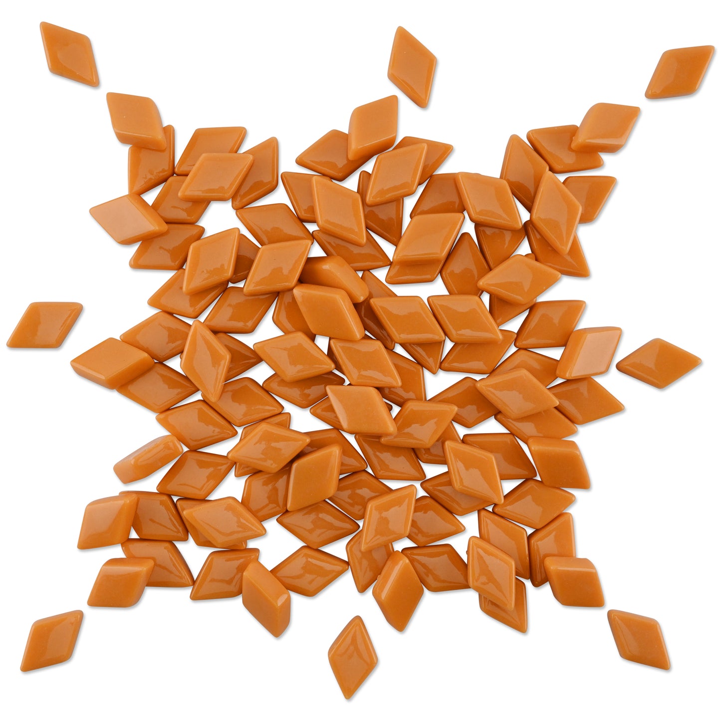 Orange Diamond Shape Glass Glossy Finish Mosaic Tiles 250g