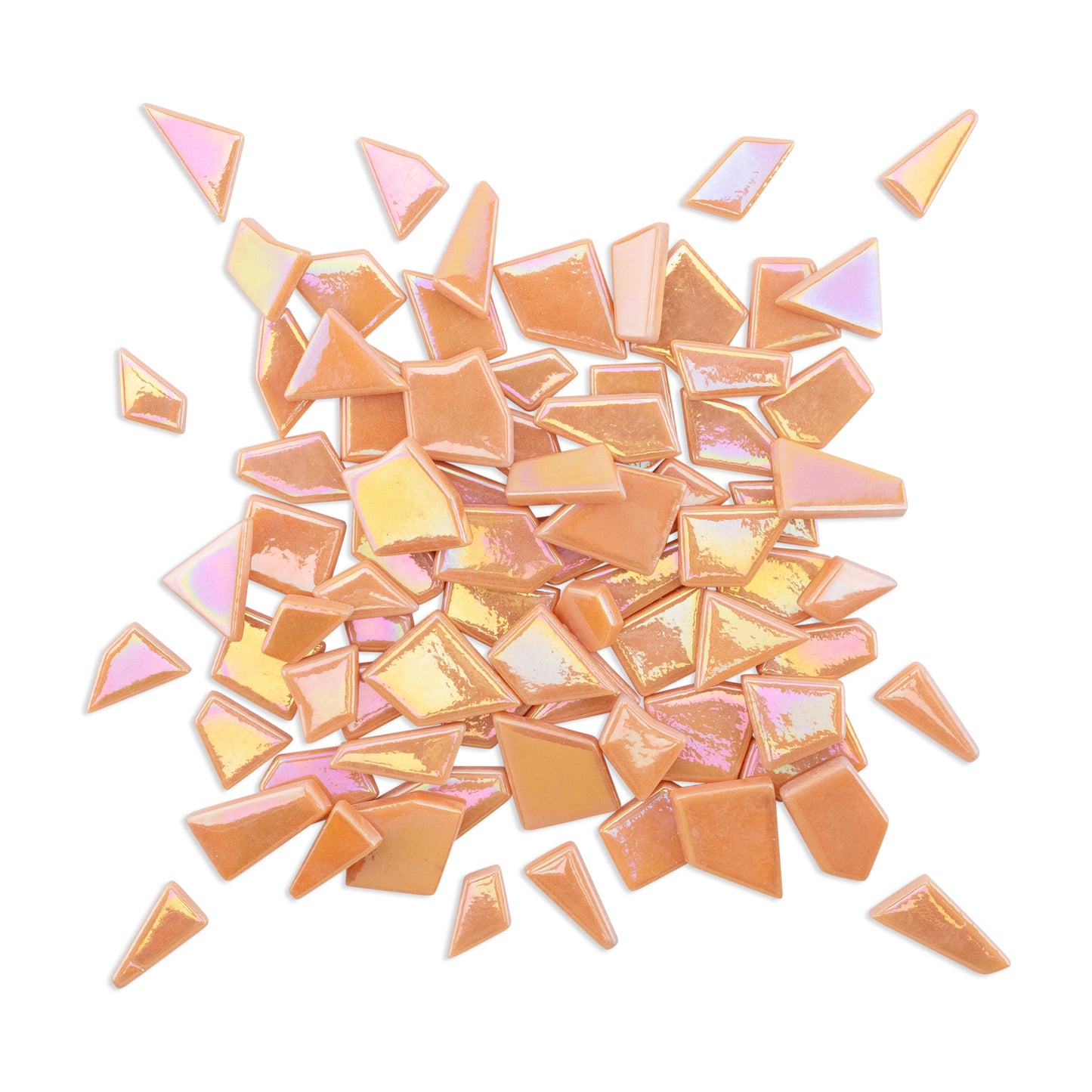 Orange Irregular Shaped Iridised Glass Tiles 1Kg **School Bulk Buy**