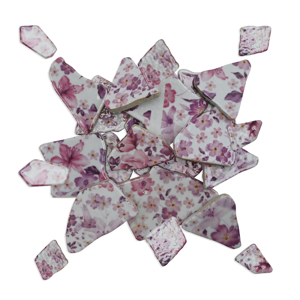 Irregular Princess Floral Pink & Purple Pattern Printed Glazed Ceramic Tiles 800g **School Bulk Buy**