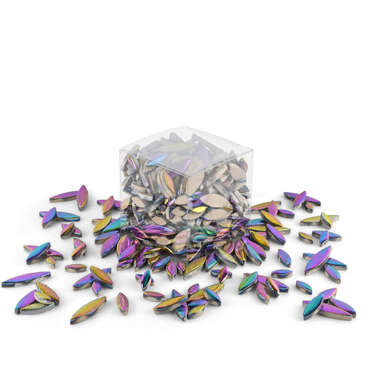 Metallica Rainbow Leaf Petal Shaped Ceramic Mosaic Tiles 800g **School Bulk Buy**