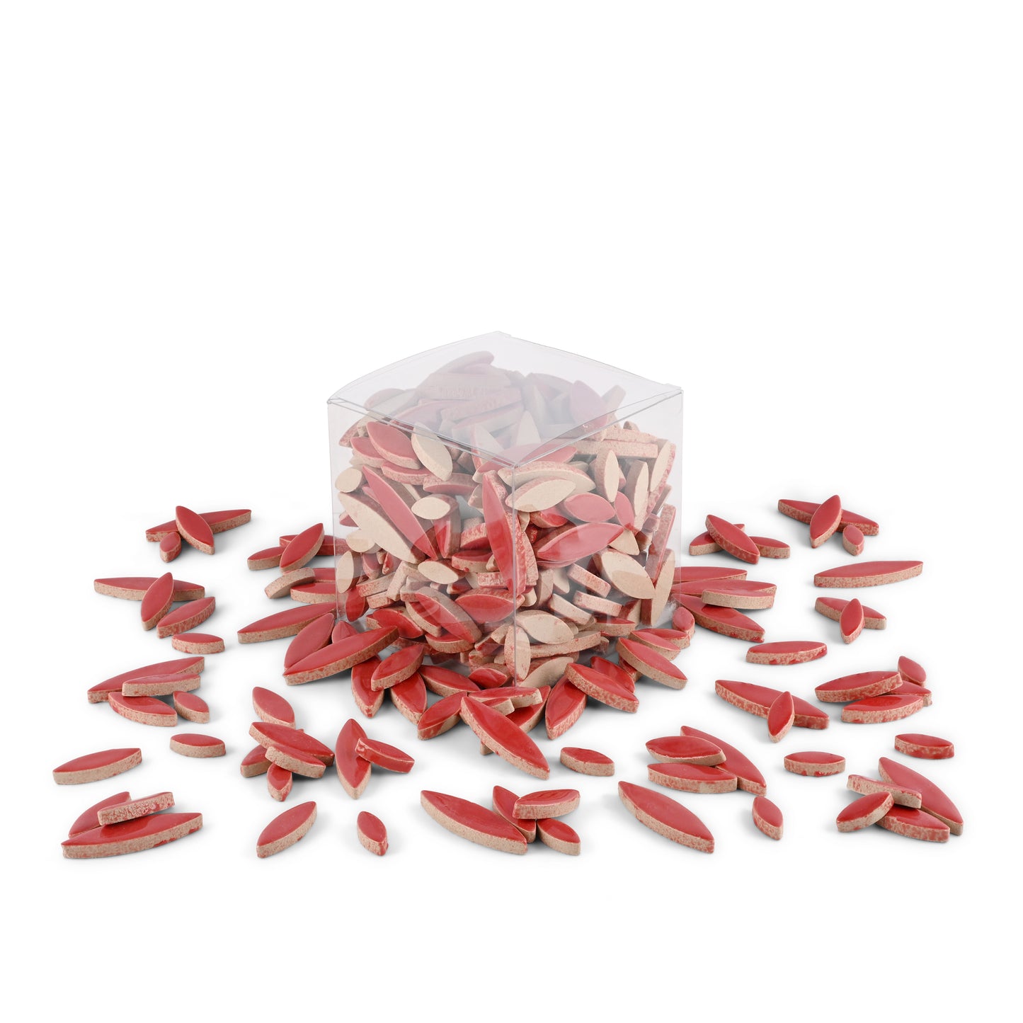 Red Ceramic Leaf Petal Shaped Tiles 800g **School Bulk Buy**