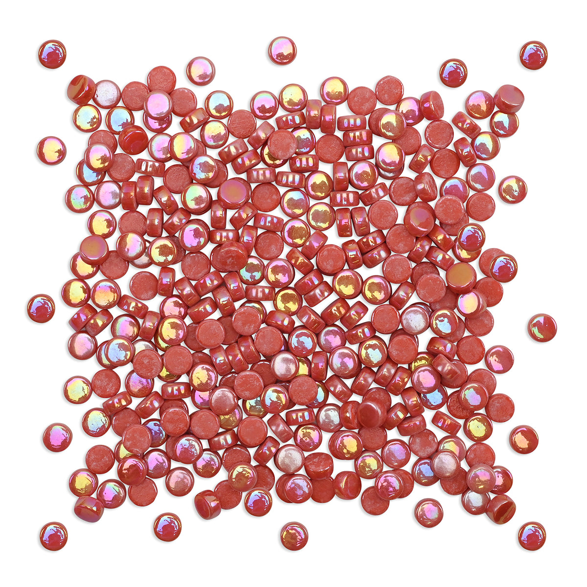 Red Round Glass Dots 8mm Tiles 100g