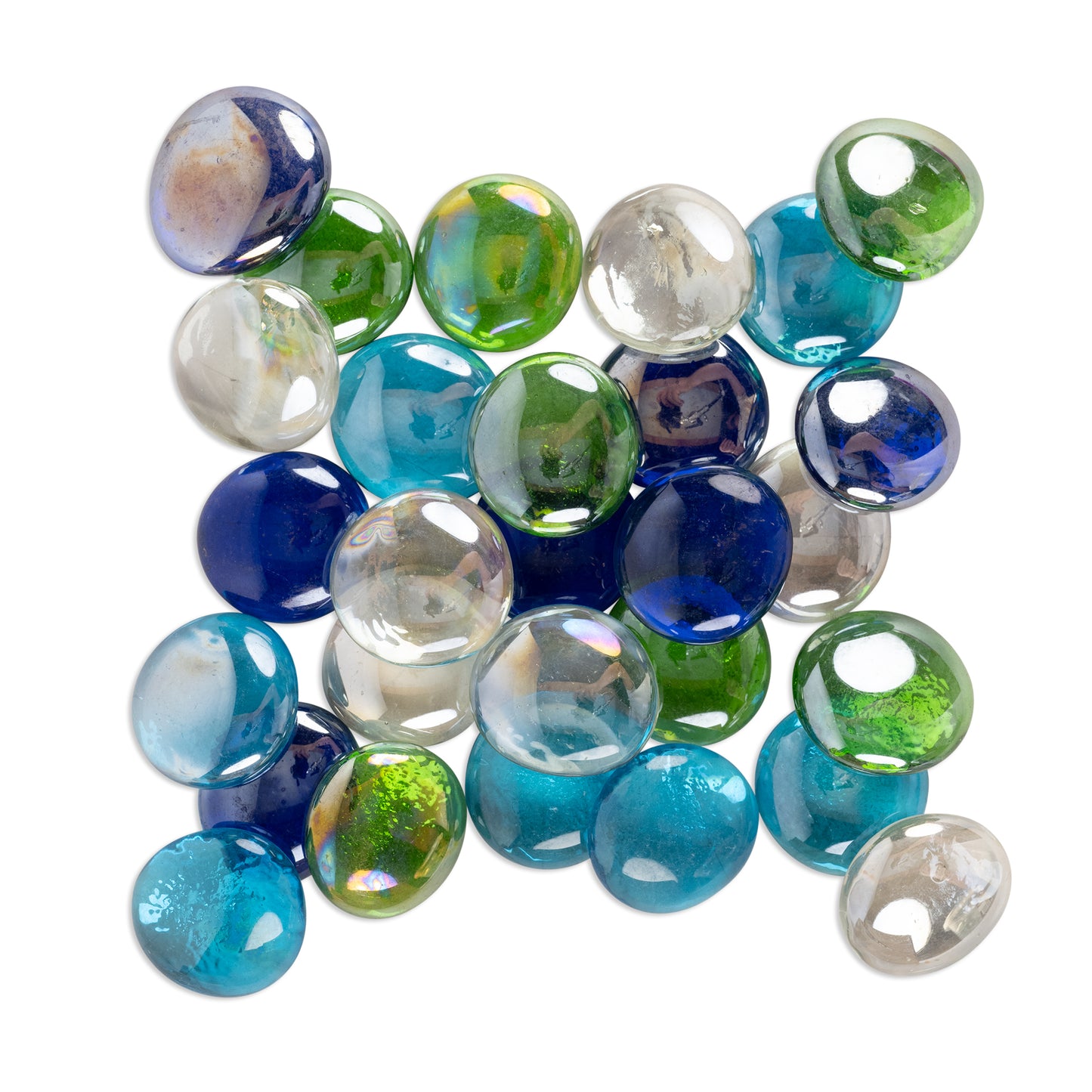 Sea Blues 30mm Giant Round Glass Mosaic Gems 250g