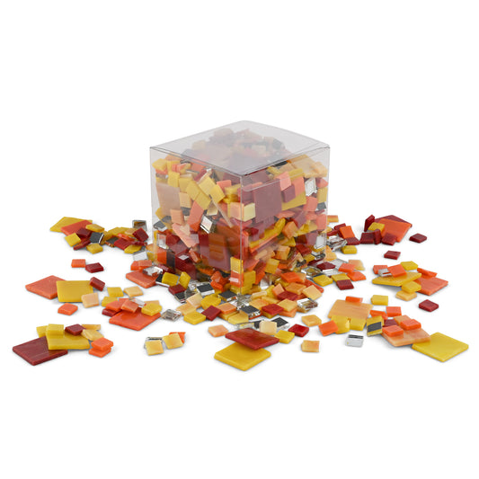 Sunrise Theme Orange Red Yellow Mosaic Glass Tiles 1Kg **School Bulk Buy**