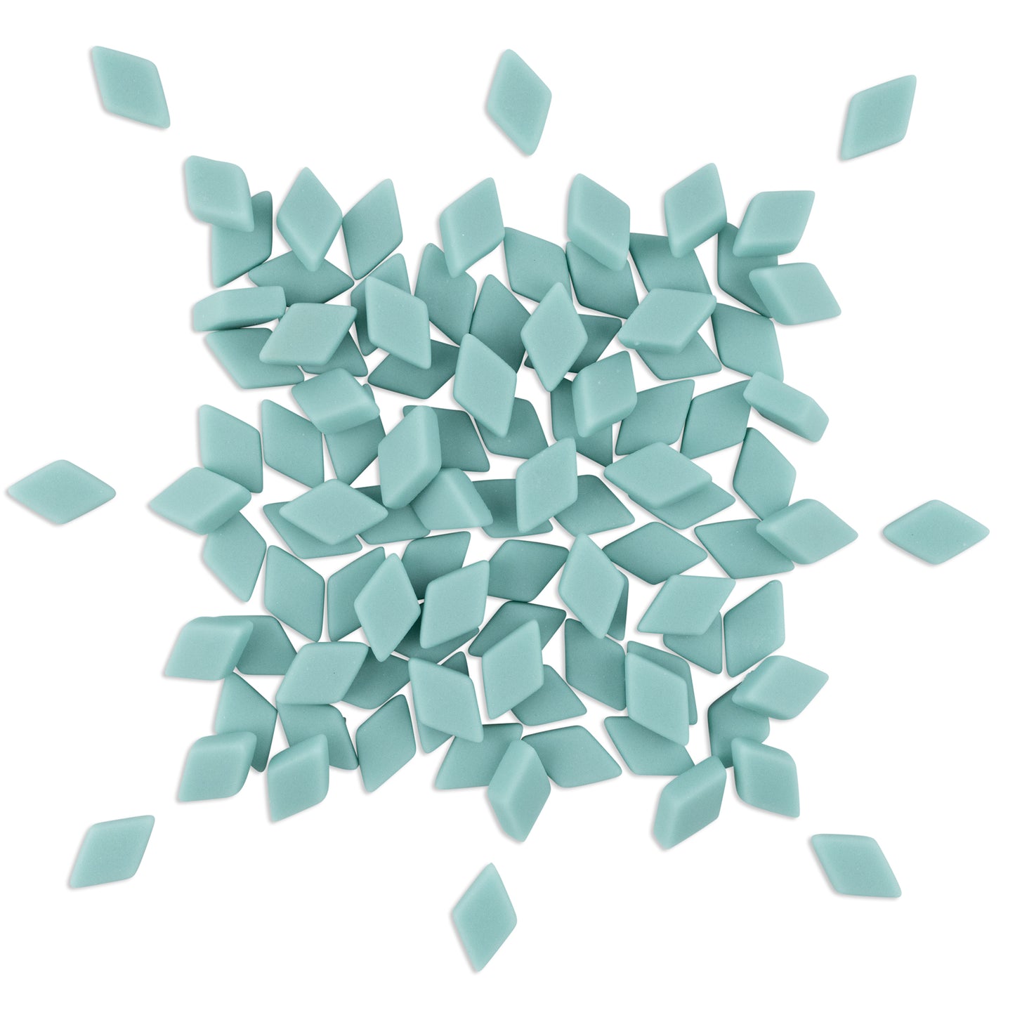 Teal 53 Diamond Shape Glass Matte Finish Green Mosaic Tiles 250g