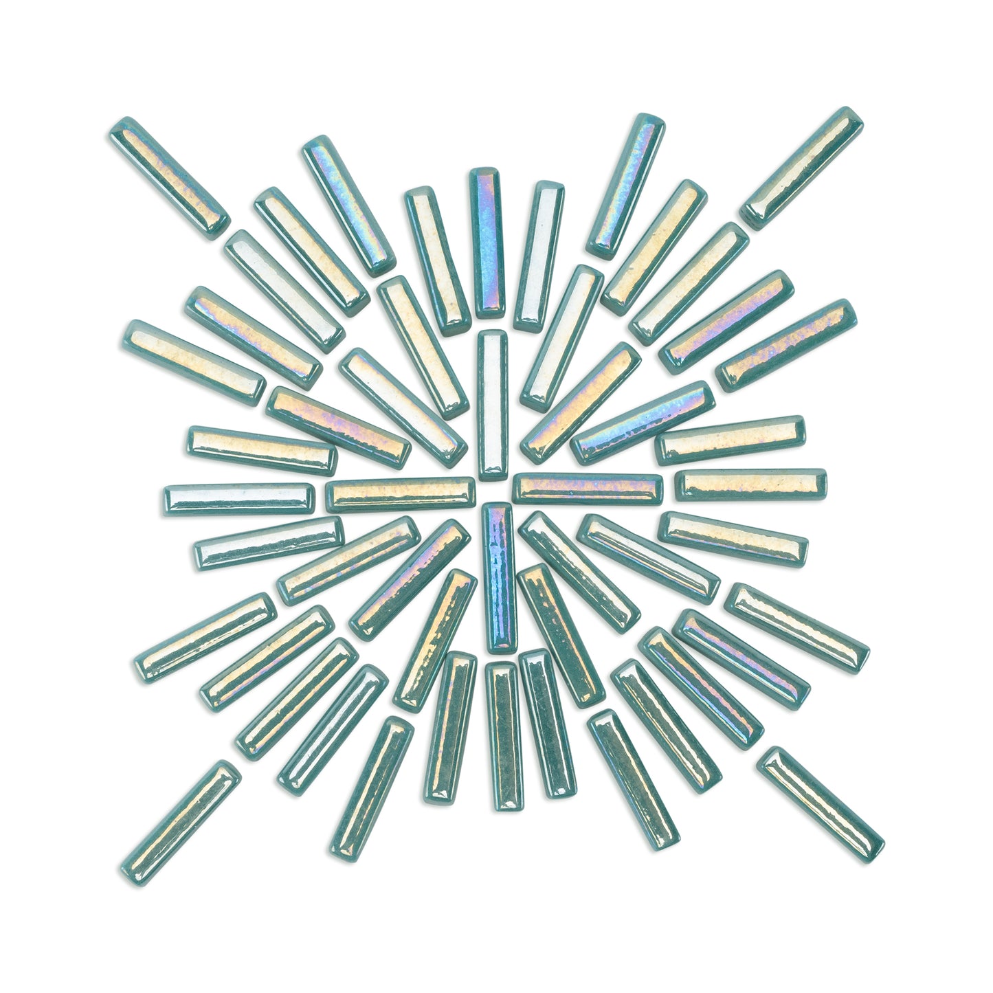 Irridised Teal Sticks Blue Green Glass Tiles 250g - LIMITED STOCK