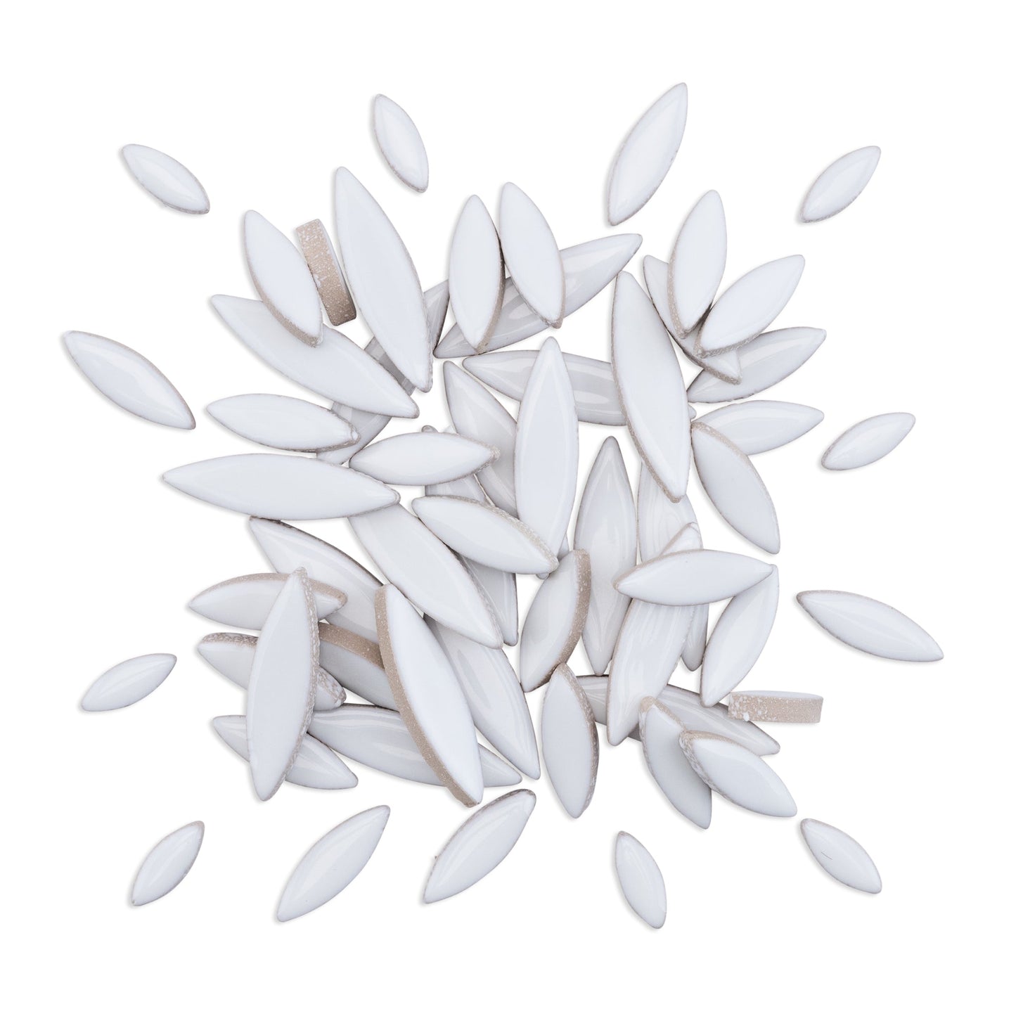 White Leaf Petal Shaped Ceramic Mosaic Tiles 250g