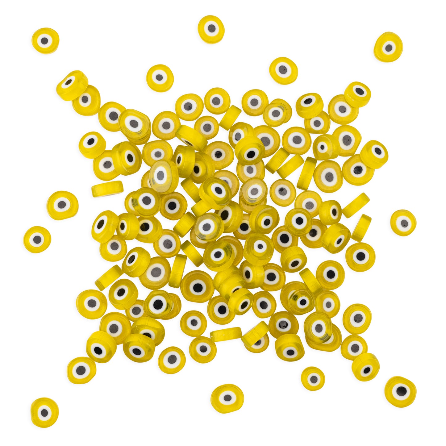 Yellow Evil Eyes Millefiori Style Mosaic Glass 100g