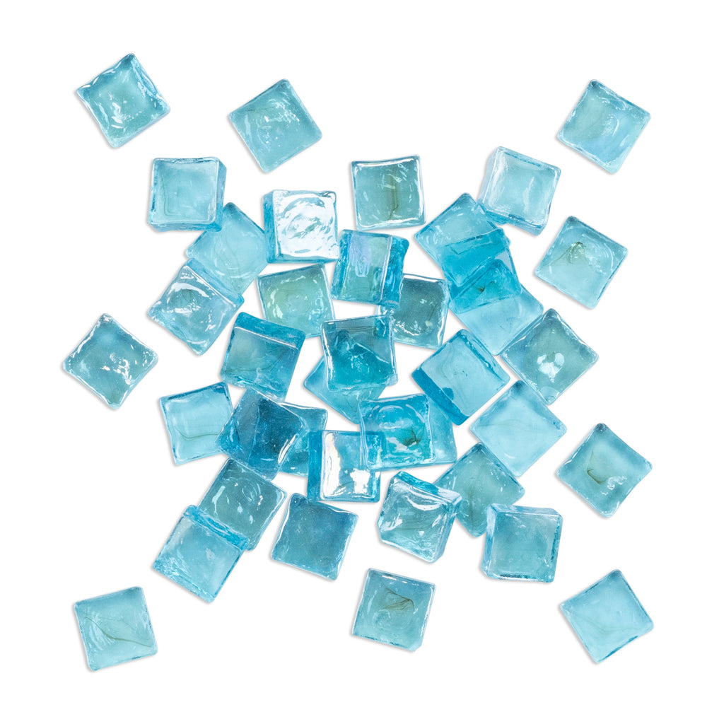 Aqua Blue Glass Squares 250g