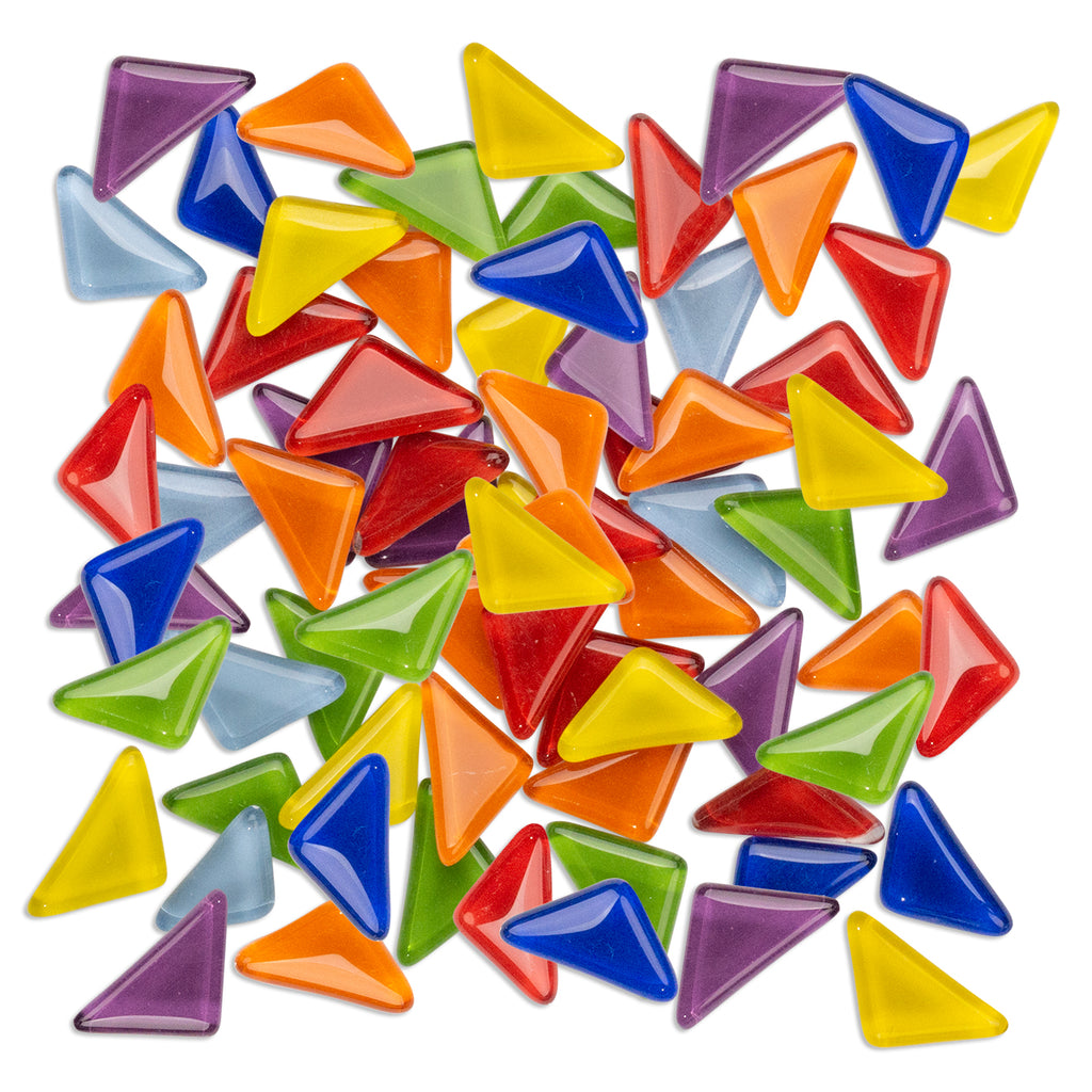 Assorted Triangles Rainbow Mosaic Glass 250g