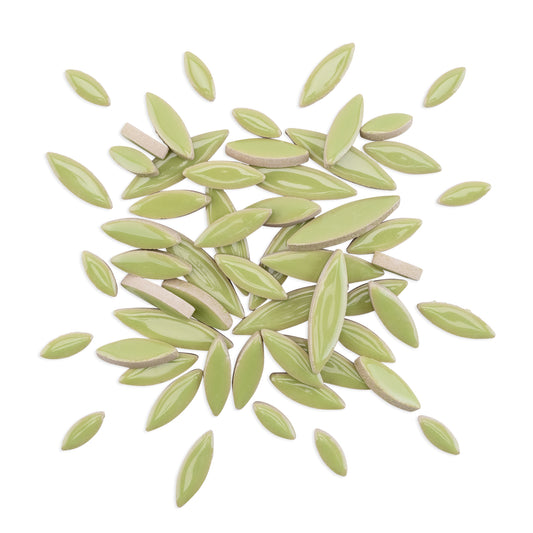 Light Green Leaf Petal Shaped Ceramic Mosaic Tiles 80g