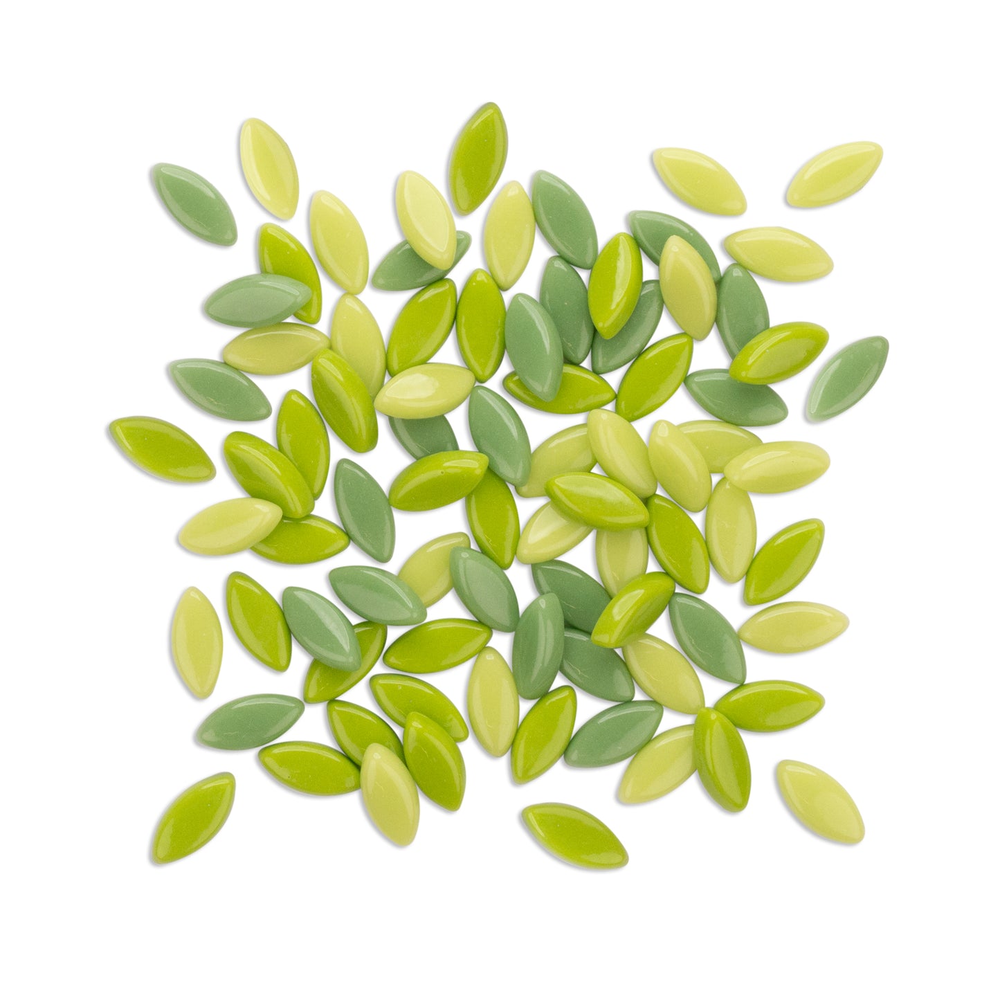 Green Leaves, Green Leaf Petal Shaped Mosaic Tiles 250g
