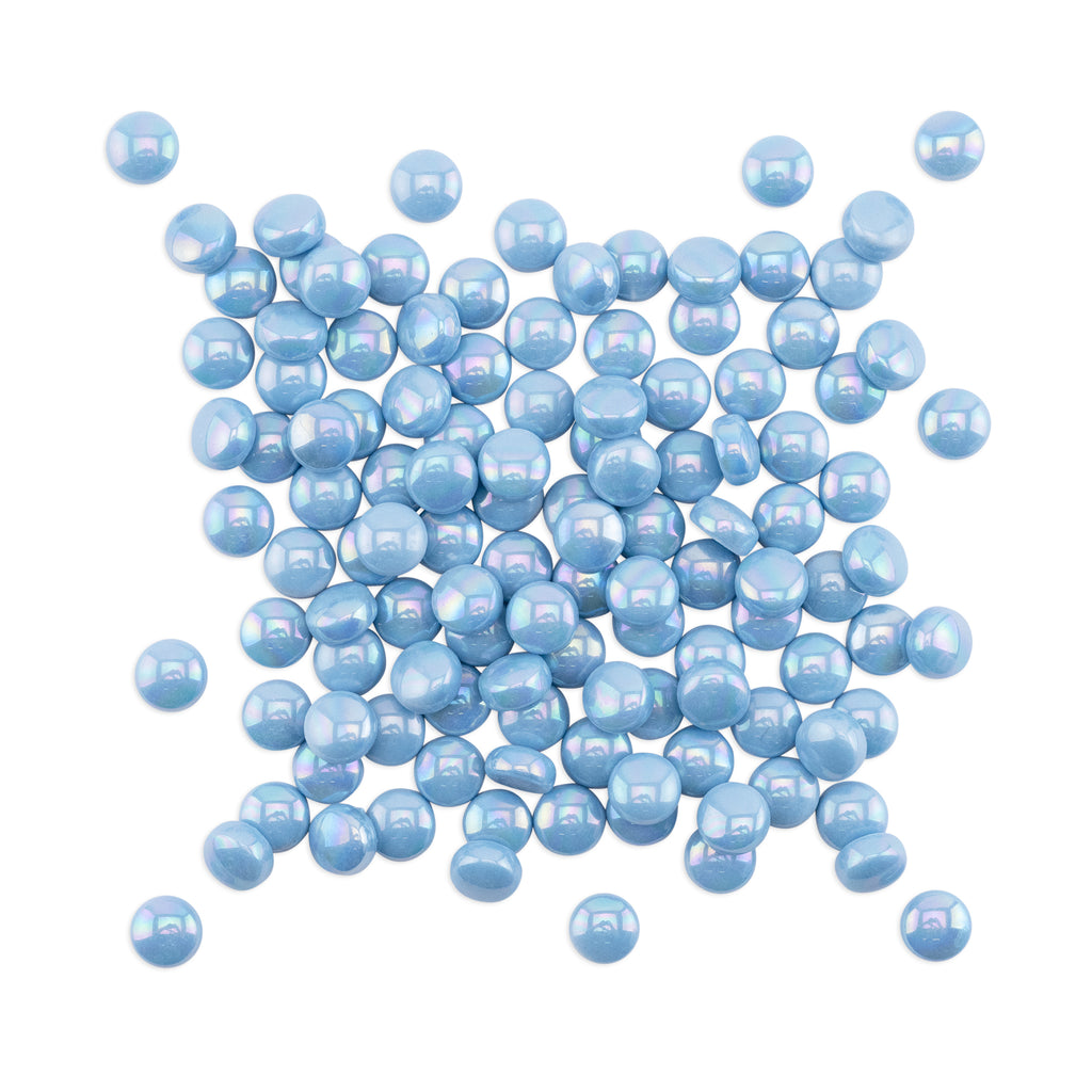 Sky Blue Pearl Round Glass Tiles 250g