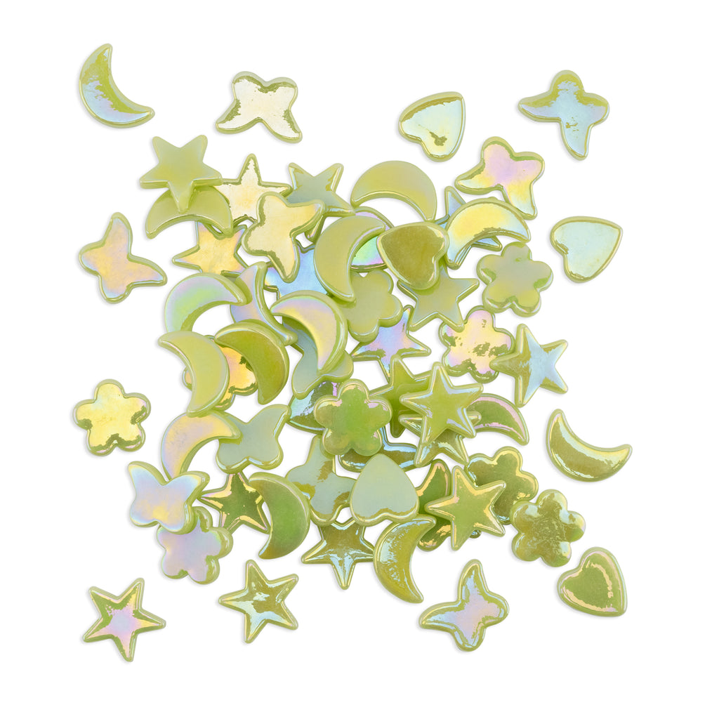 Lime Green Cutie Pie Assorted Glass Shapes 250g