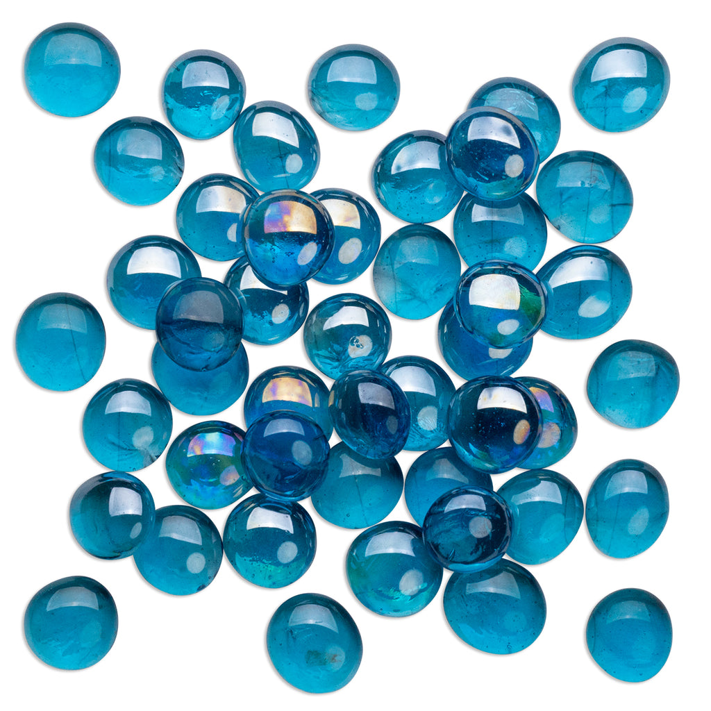 Sky Blue Round Glass Mosaic Gems 250g