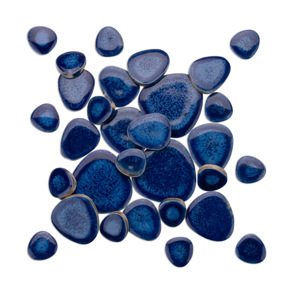 Moody Blue Speckled Glazed Ceramic Pebble Tiles 250g